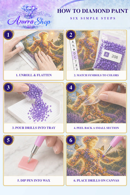 Diamond painting steps for The Garden That Remembers — Azurra Shop