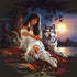 Beauty and wolf diamond painting kit – 16x16" fantasy wildlife art by Azurra Shop