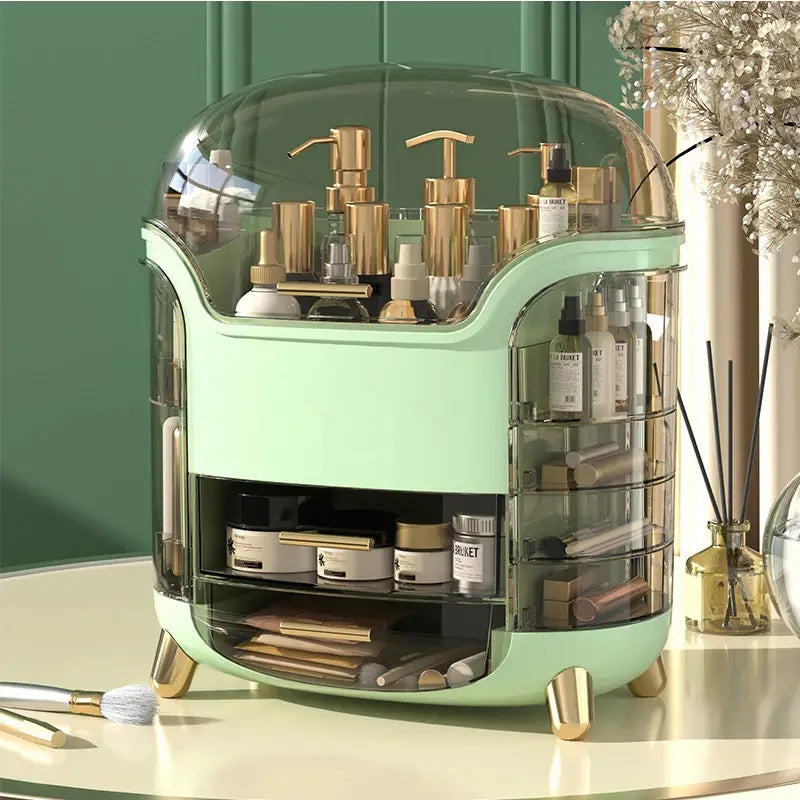 Multifunctional Dustproof Makeup Box - Open View Showing Multi-Compartment Interior Layout | Azurra Shop