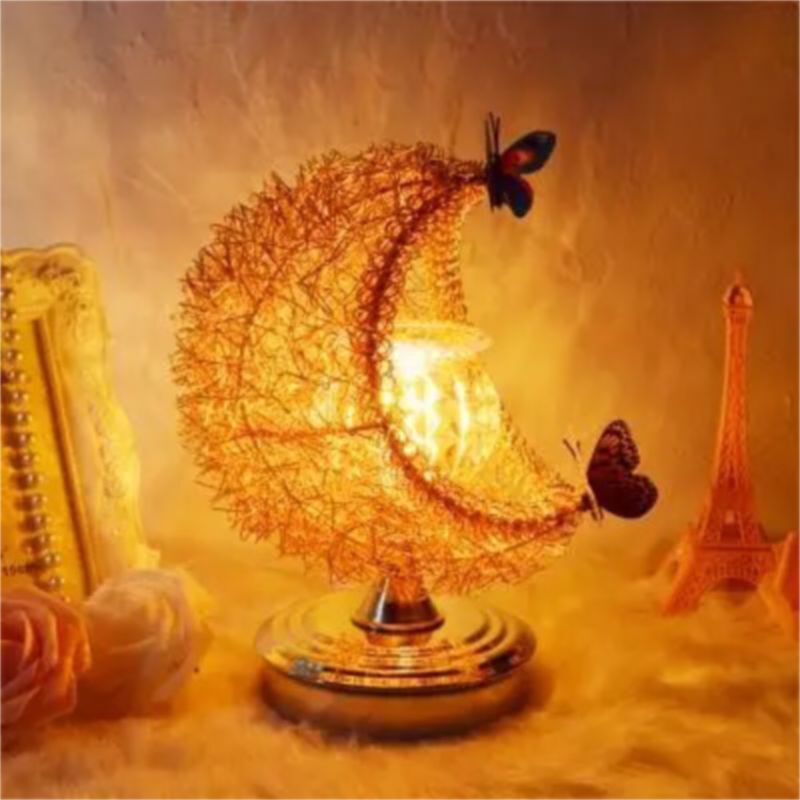 Crescent Aromatherapy Lamp — handwoven electroplated aluminum, incense burner, 6 colors, EU plug, home decor — Azurra Shop