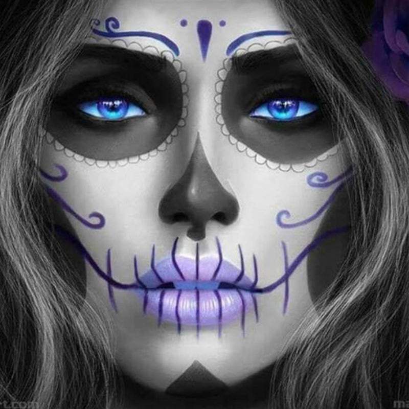 Skull woman diamond painting kit – 8x8" to 24x24" gothic Halloween art by Azurra Shop