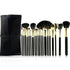 20-Piece Makeup Brush Set — horse hair bristles, wooden handles, 6.9" total length, PU travel bag, black, for all skill levels — Azurra Shop
