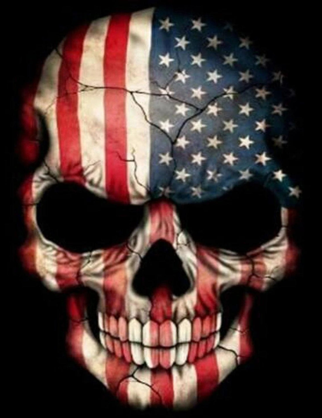 American skull diamond painting kit – 6x8" to 12x16" gothic Americana art by Azurra Shop