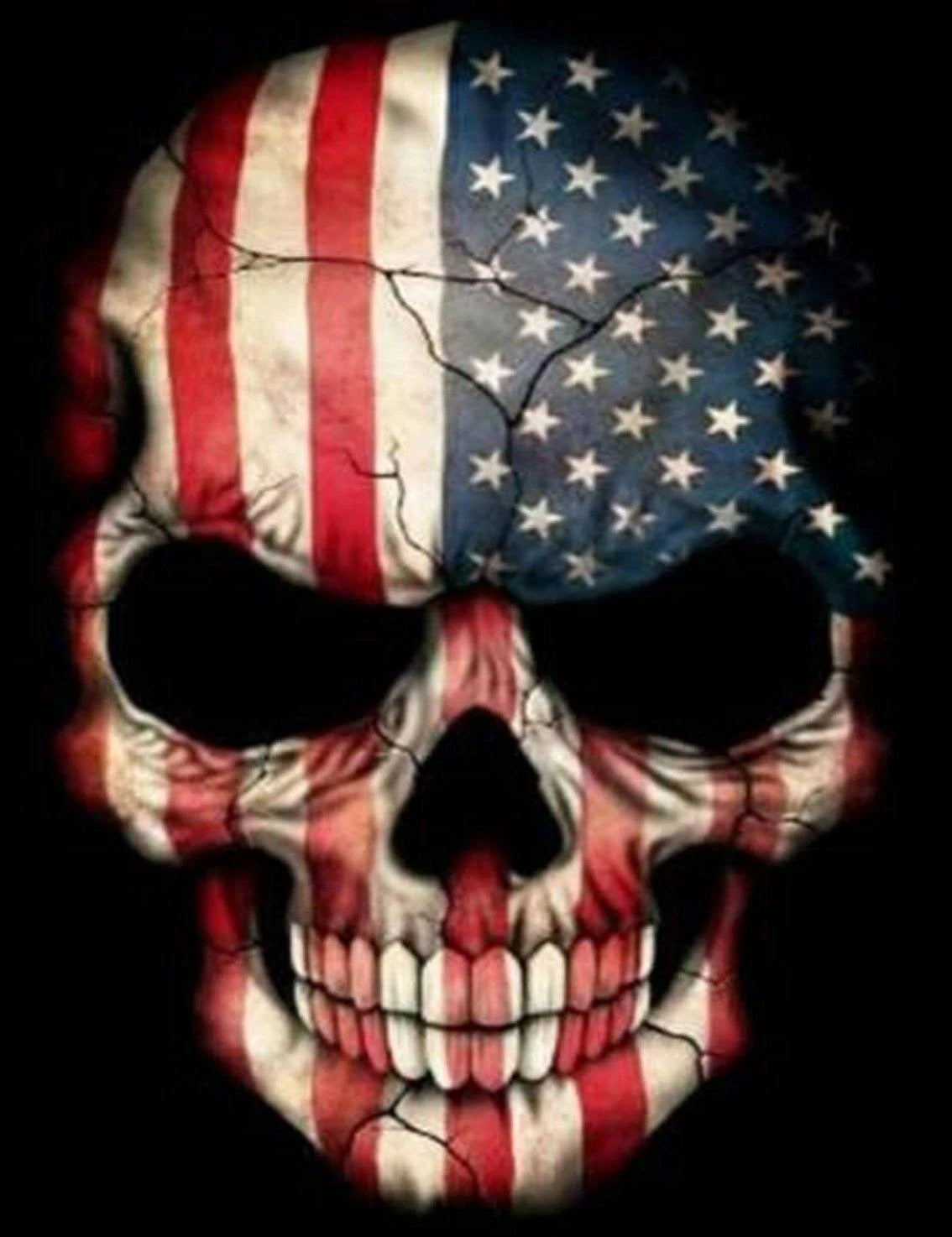 American skull diamond painting kit – 6x8" to 12x16" gothic Americana art by Azurra Shop
