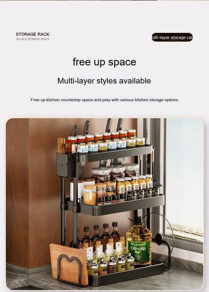 Black Punch-Free Kitchen Seasoning Rack
