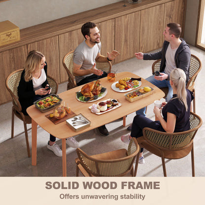 59" Pine Wood Rustic Dining Table for 6