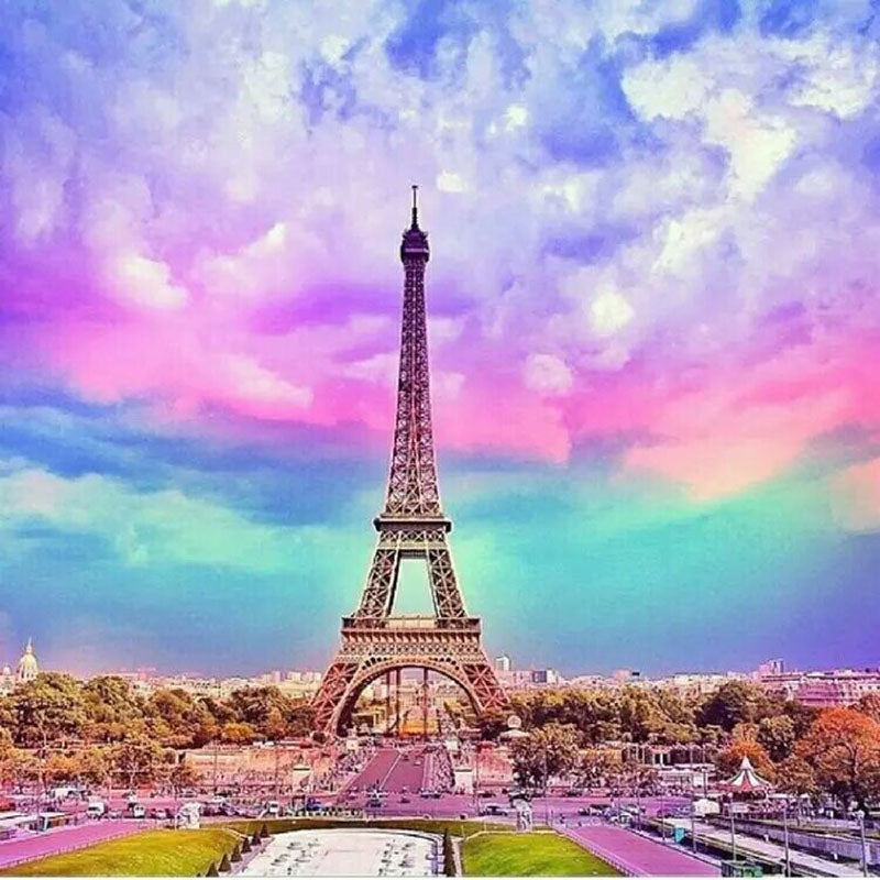 Eiffel Tower silhouette diamond painting kit – 12x16" iconic Paris France wall art by Azurra Shop