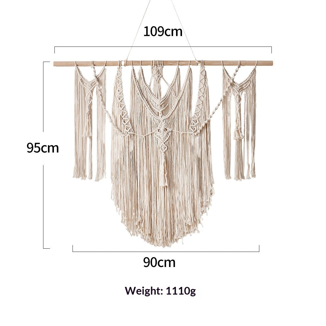 Bohemian Tassel Tapestry Nordic Wall Hanging (Wood stick not included)