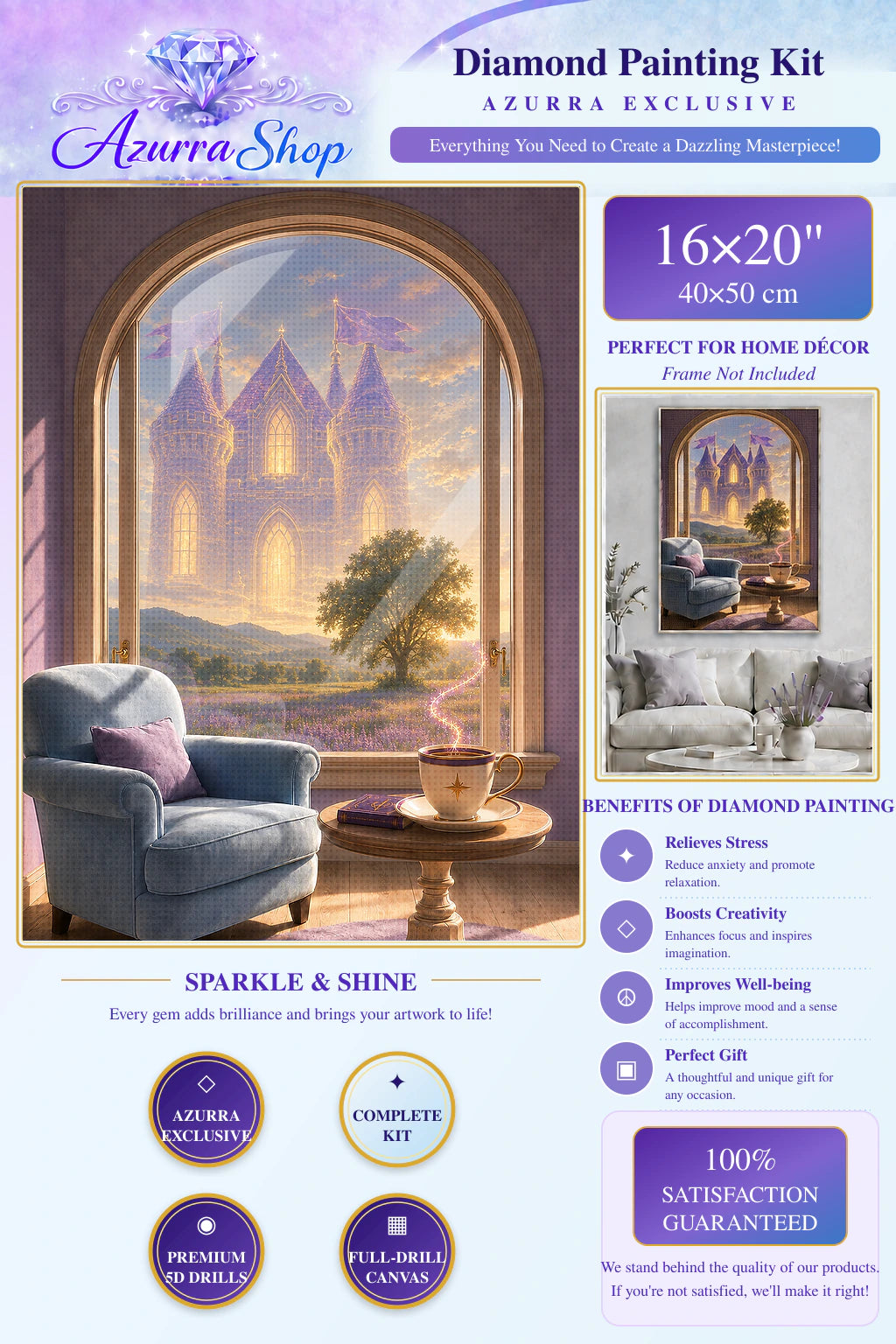 A Home Full of Dreams diamond painting detail and size guide — Azurra Shop
