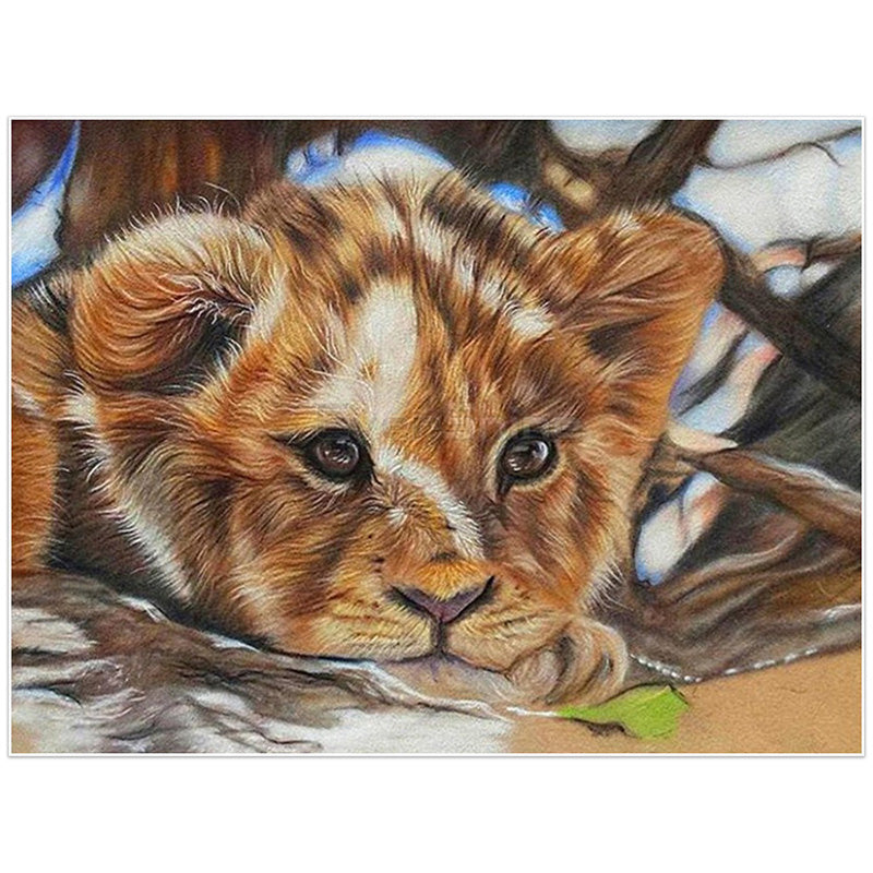 Lion Cub 5D diamond painting kit full drill DIY art by Azurra Shop