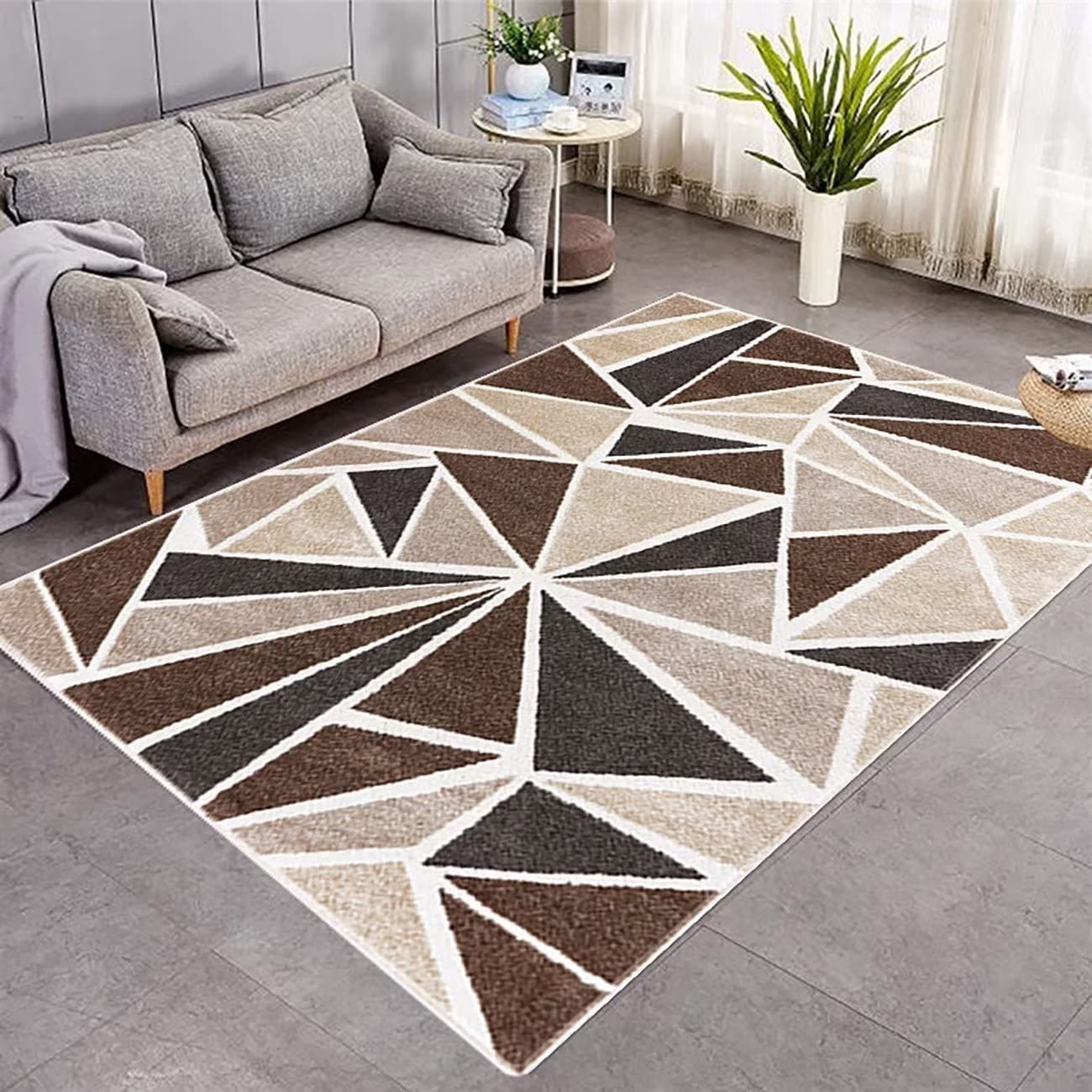 Wine Red Gray Geometric Carpet