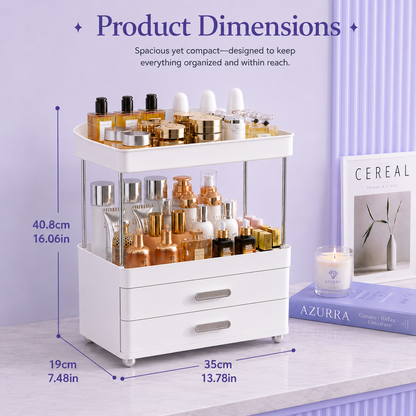 Makeup Organizer with Drawers — 4-Tier Vanity &amp; Skincare Storage