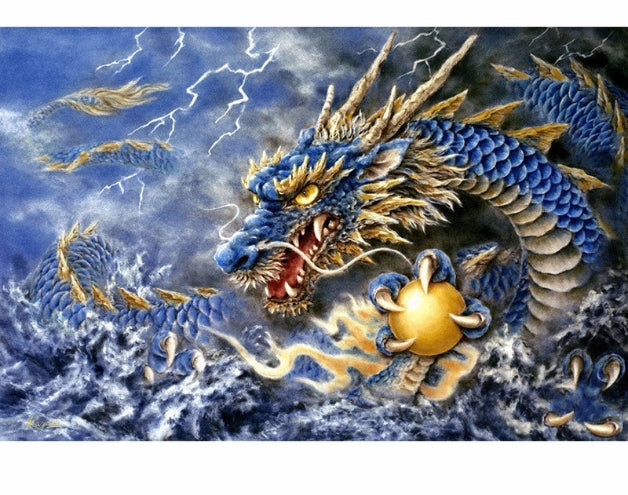 Chinese Dragon Diamond Painting - 5D DIY Full Drill Kit 16" x 12" Traditional Dragon Design | Azurra Shop