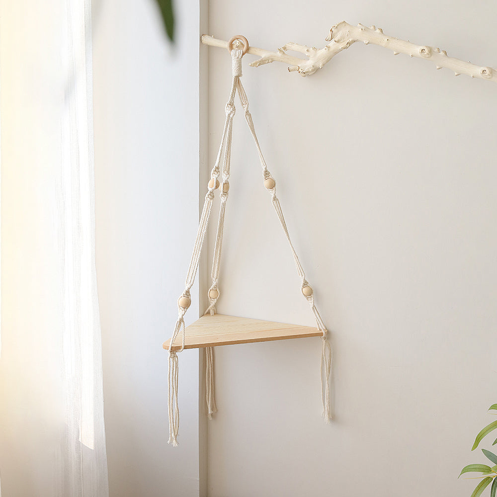 Macrame Wall Shelf — Boho Floating Shelf