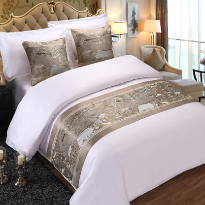 Chinese Classical Style Bed Runner &amp; Pillow Set