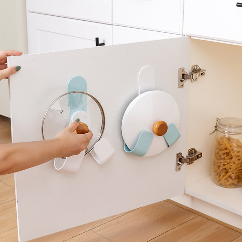 Adjustable Pot Lid & Spoon Holder — ABS, wall-mounted no-drill, foldable, blue or white, 6.8"x2.4"x2.4" — Azurra Shop