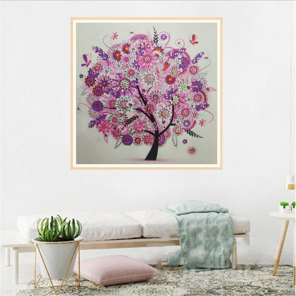 Pink Flower Diamond Painting - 5D DIY Rhinestone Kit 12" x 12" with Pearl Accents | Azurra Shop