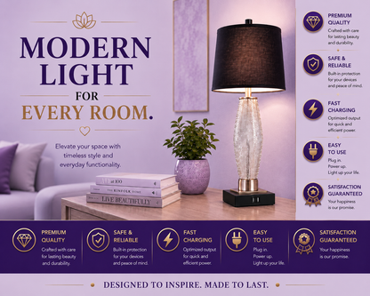 Table Lamps Set of 2 with USB A+C Charging Ports