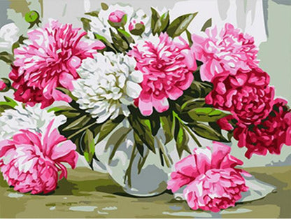 Peony Diamond Painting - 5D DIY Magic Cube Round Drill Kit 12" x 16" Frameless | Azurra Shop