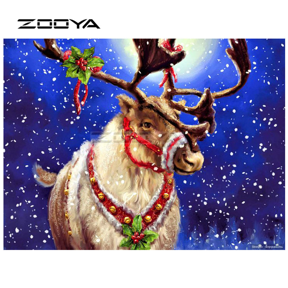 Christmas reindeer diamond painting kit – 12x16" square drill festive holiday wall art by Azurra Shop