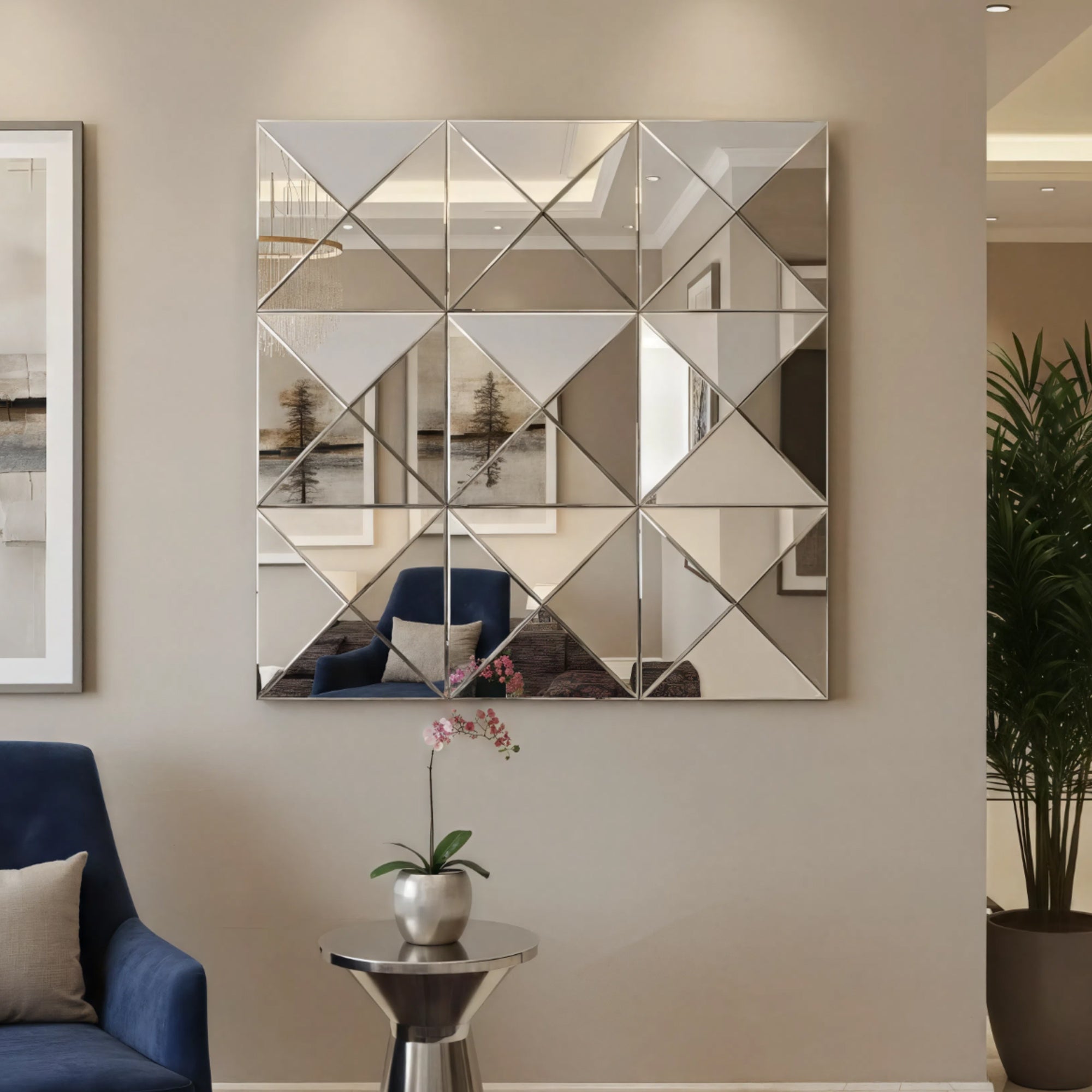 3D Beveled Glass Square Wall Mirror — 32x32"
