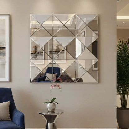3D Beveled Glass Square Wall Mirror — 32x32"