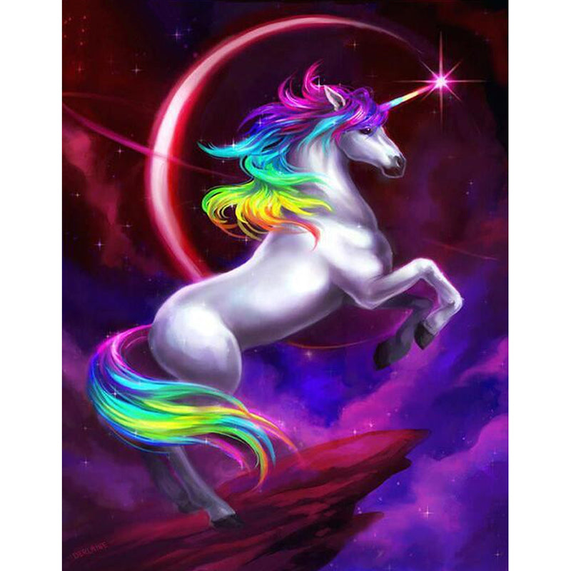 Multicolor unicorn diamond painting kit – 8x10" rainbow fantasy whimsical wall art by Azurra Shop
