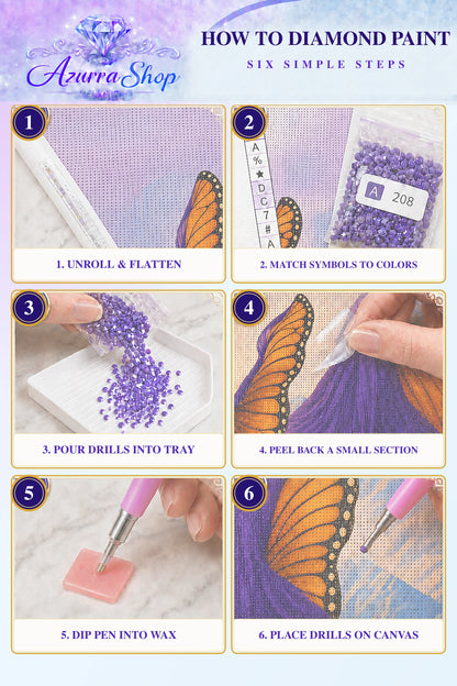 Diamond painting steps for The Butterfly Within — Azurra Shop