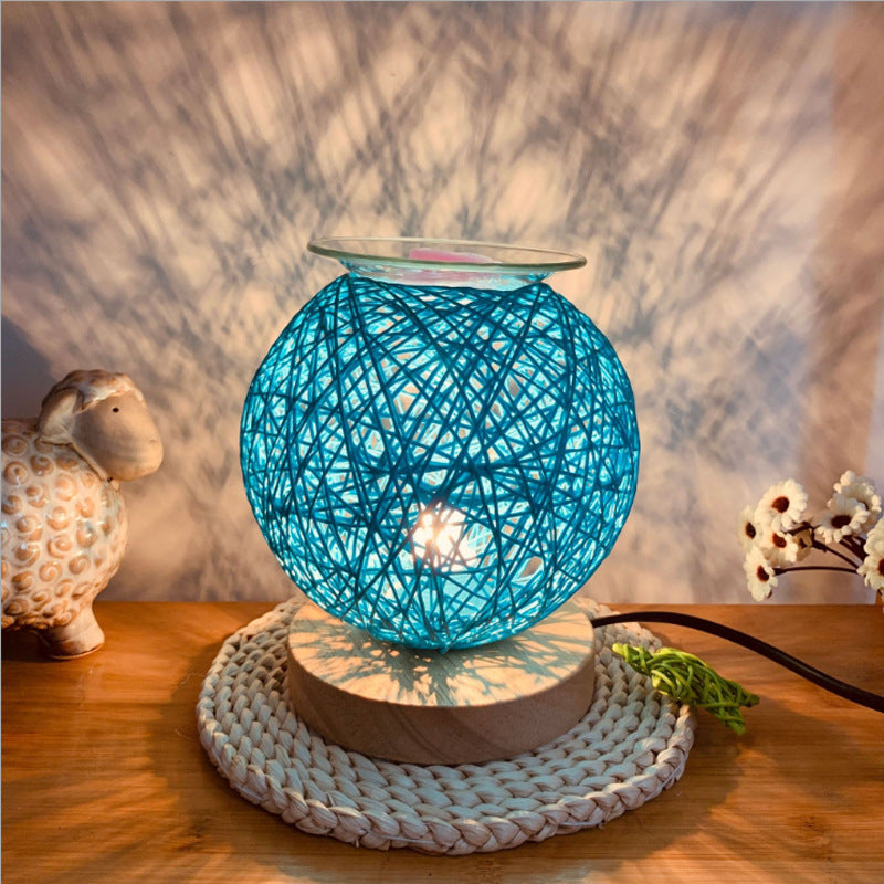 Electric Wax Warmer: > Handmade Bamboo Electric Wax Warmer — dimming switch, 35W, 1.5m cord, flameless, night light, beige/blue/pink, AU/EU/UK/US plug — Azurra Shop