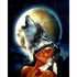 Wolf and Indian maiden howling at the moon diamond painting kit – 6x6" to 32x32" round or square drill Native American wildlife art by Azurra Shop
