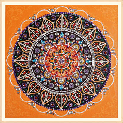 Orange mandala diamond painting kit – 14x14" warm geometric art by Azurra Shop