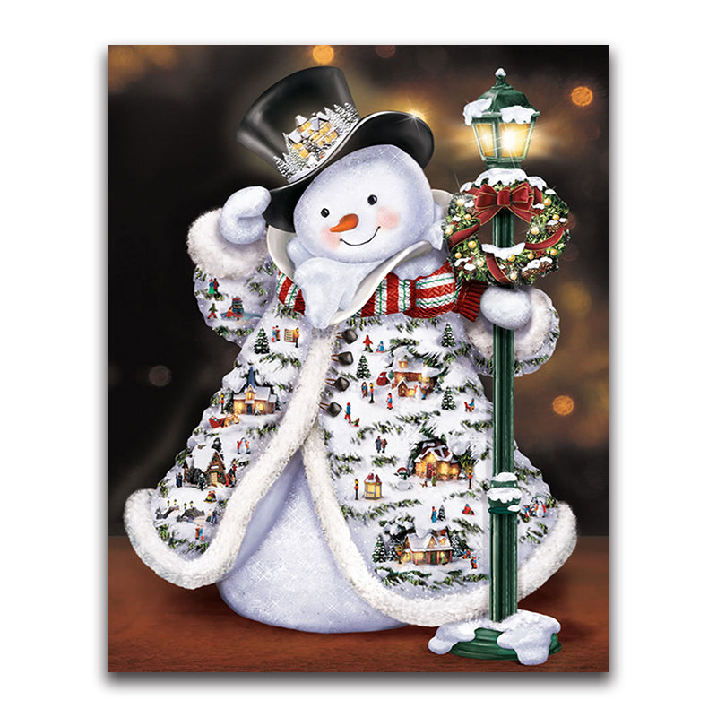 Snowman diamond painting kit – 12x16" or 16x20" festive winter holiday wall art by Azurra Shop