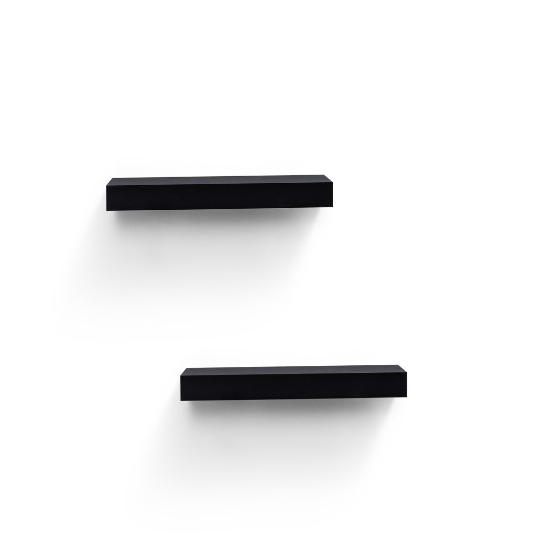 Floating Wall Shelf with Built-in LED Lighting — Black