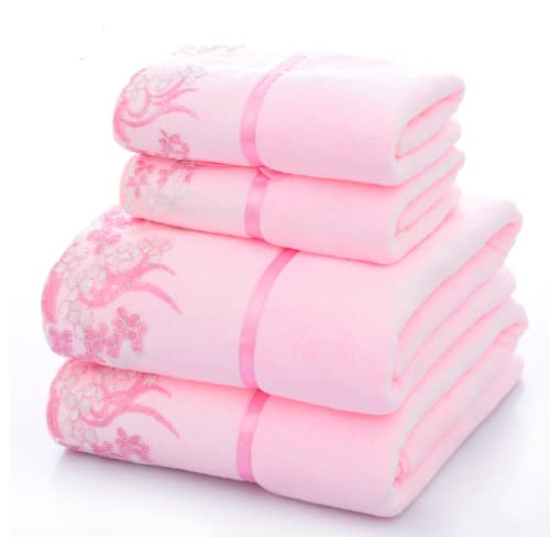 Pink Lace Velvet Bath Towel Set