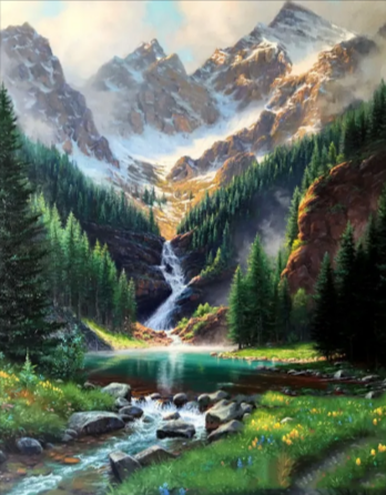 Waterfall diamond painting kit – 12x16" lush nature landscape wall art by Azurra Shop