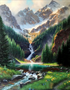 Waterfall diamond painting kit – 12x16" lush nature landscape wall art by Azurra Shop