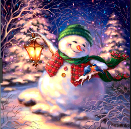 Snowman diamond painting kit – 12x16" festive winter holiday wall art by Azurra Shop