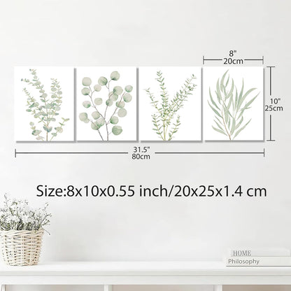 Botanical Plant Canvas Wall Art — Set of 4, Framed