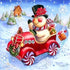 Snowman in a car diamond painting kit – 12x12" whimsical winter holiday wall art by Azurra Shop