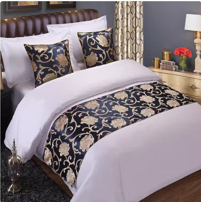 Chinese Classical Style Bed Runner &amp; Pillow Set