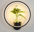 Nordic planter wall lamp with plant holder — modern round or rectangular sconce in black or white for bedroom or living room — Azurra Shop