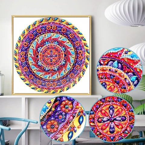 Colorful mandala diamond painting kit – 12x12" vibrant geometric art by Azurra Shop