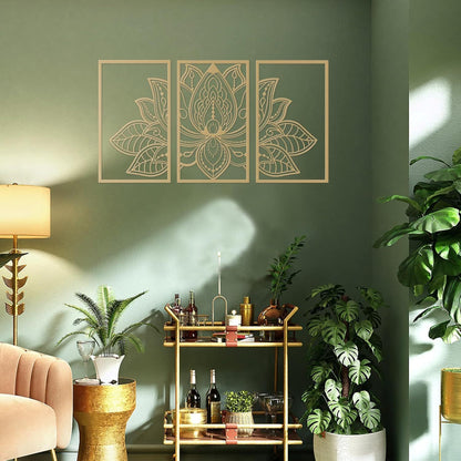 Handmade Metal Golden Lotus Mandala Wall Art
