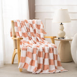 Pink checkerboard fleece throw blanket 20X24"— soft plush cozy blanket for sofa, bed, or travel — Azurra Shop