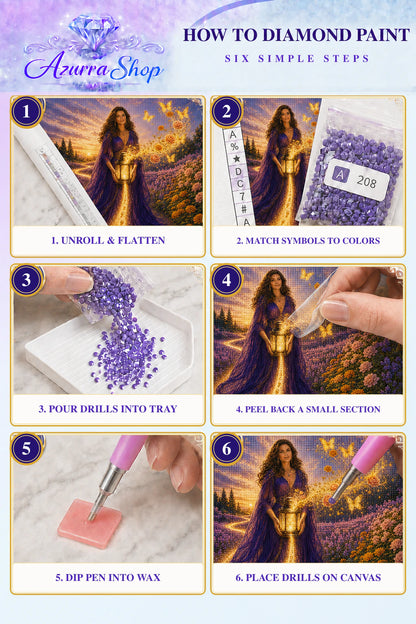 Diamond painting steps for The Path Only She Can See Azurra Exclusive 5D kit