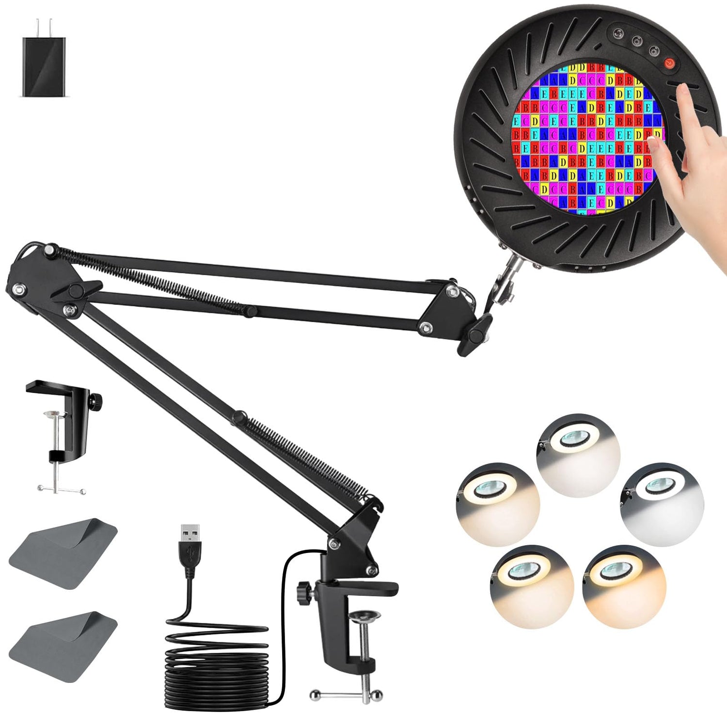 10X LED magnifying lamp for diamond painting – 144 LEDs, 4.3" glass lens, 5 color modes by Azurra Shop