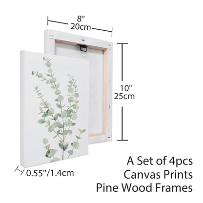 Botanical Plant Canvas Wall Art — Set of 4, Framed
