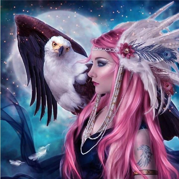Eagle and beauty diamond painting kit – 12x16" wildlife and portrait art by Azurra Shop