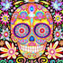Psychedelic sugar skull diamond painting kit — vibrant hippie colors, flowers, full drill DIY art — Azurra Shop