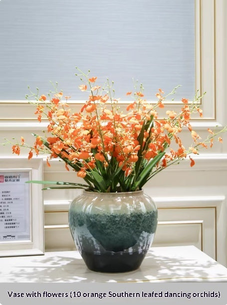 Ceramic Holly Vase with Artificial Floral Arrangement